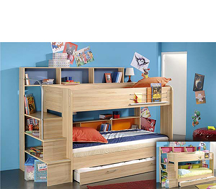 Parisot Meubles Pop Bunk Bed with Trundle Guest Bed