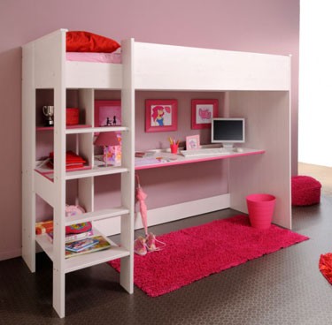 Smoozy Pink High Sleeper Bunk Bed For Girls
