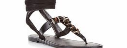 Park Lane Black leather and chiffon sandals