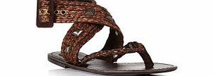 Park Lane Brown studded thong sandals