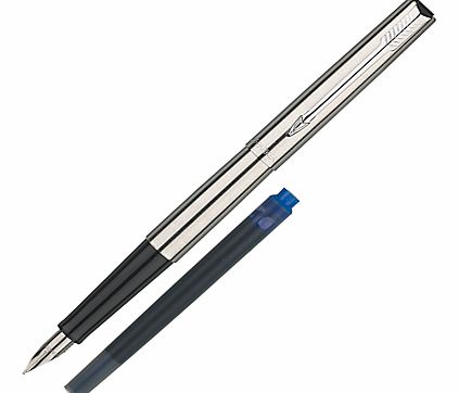 Jotter Fountain Pen, Black/Brushed Steel