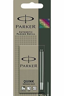 Parker Pen Ink Cartridges, Black, Pack of 15