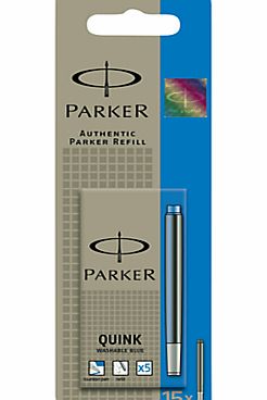 Parker Pen Ink Cartridges, Blue, Pack of 15