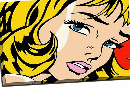 Parrot Print Framed Canvas Roy Lichtenstein Girl Pop Art Print 30`` x 20`` Inches (76.2cm x 50.8cm)