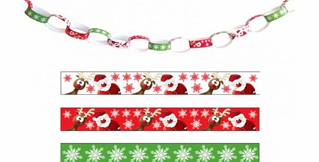 Party Bags 2 Go Christmas Paper Chains pk100, Printed Design 20 cms size