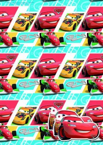 Party Bags 2 Go Disney Cars Gift Wrap 2 sheets & 2 tags