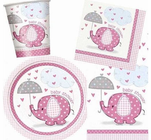 Party Bags 2 Go Umbrellaphants Pink Baby Shower Party Pack