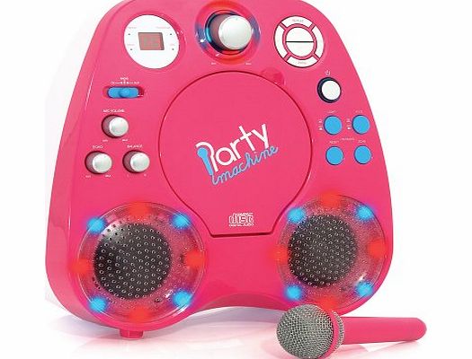 Party Machine PM208 CD with Graphic Karaoke System - Pink