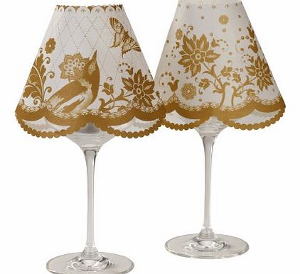 Party Porcelain Wineglass Lampshades In 2 Designs Pack of 6, Gold