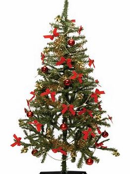 Partyrama 150cm Artificial Christmas Tree WITH DECORATIONS AND STAND!! - 5ft Mountain Pineountain Pine (fake)