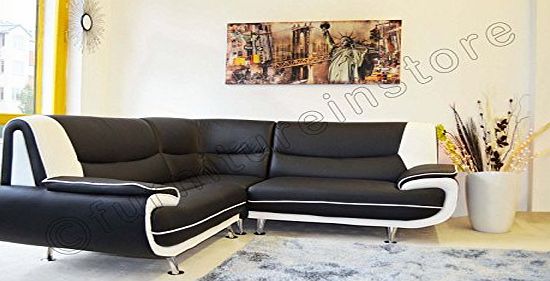 Passero Corner Passero Black and White Faux Leather Sofa Group