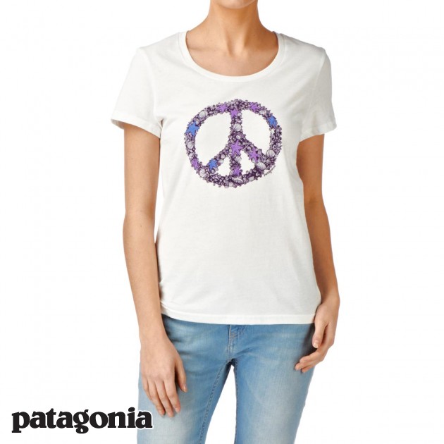 Womens Patagonia Peace Sign T-Shirt - White