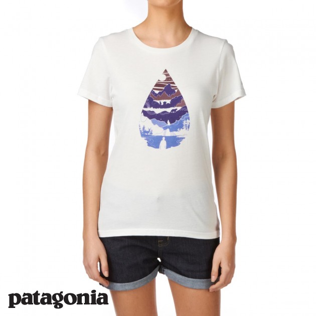 Womens Patagonia Water Drop T-Shirt - White