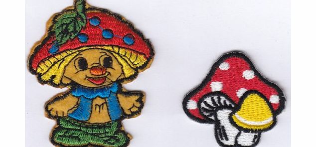 PatchWOW Cabbage Patch Doll amp; Mushroom Set Iron on Sew on Embroidered Badge Applique Motif Patch
