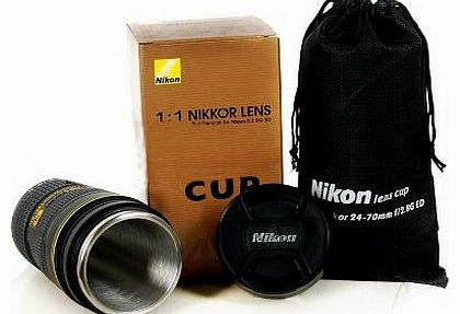 PATTE Lens Coffee Cup/Camera Lens Mug(Creative cup design is simulation to Nikon 24-70mm lens / 1:1 Model Coffee Mug / STAINLESS STEEL INSIDE)