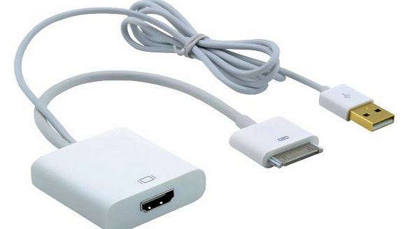 Patuoxun 1080P 30pin Dock to HDMI AV HDTV Adapter Cable with USB Charger for iPad1, 2, 3, iPhone 4G, 4S, iPod Touch