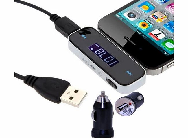 Patuoxun LCD Display 3.5mm In-car Handsfree FM Transmitter   Car Charger Radio Adapter For iPhone 5 5S 5C 5G Samsung Galaxy Note 2 II 3 III S4 SIV S3 SIII MP3 Player - (Compatible with the devices wi