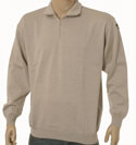 Light Beige 1/4 Zip High Neck Pure New Wool Sweater
