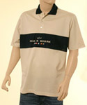 Mens Beige & Navy Short Sleeve Cotton Polo Shirt