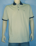 Mens Beige & Navy Short Sleeve Polo Shirt