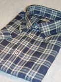 Mens Blue Check Short Sleeve Cotton Shirt