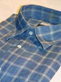Mens Blue Check Short Sleeved Linen Shirt