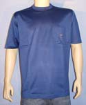 Mens Blue Cotton Round Neck T-Shirt