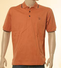 Mens Burnt Orange with Navy Piping Short Sleeve Cotton Polo Shirt
