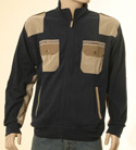 Mens Navy & Beige Full Zip Cotton Sweatshirt
