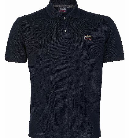 Navy Shark Fit Piquet Logo Polo
