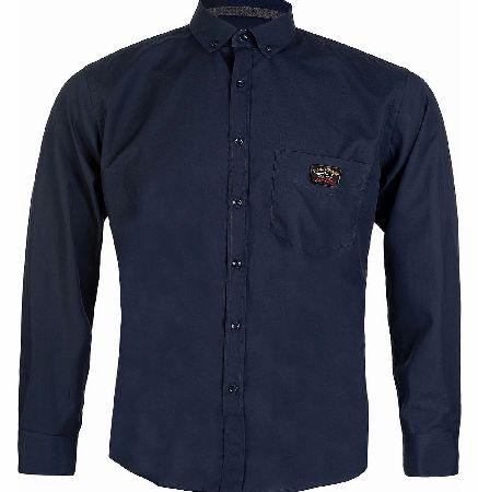 Slim Fit Navy Pocket Logo Shirt