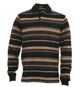 Paul and Shark Brown Stripe Long Sleeve Pique