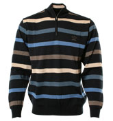 Paul and Shark Navy Stripe 1/4 Zip Sweater