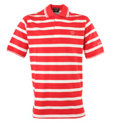 Paul and Shark Red and White Stripe Pique Polo