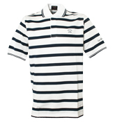 Paul and Shark White and Navy Stripe Pique Polo