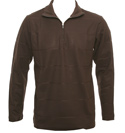 Dark Brown 1/4 Zip Long Sleeve Polo Shirt