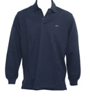 Navy Long Sleeve Pique Polo Shirt