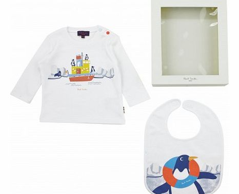 Paul Smith Junior Bib and baby T-shirt set White `3 months,6