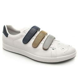 Male P.S Kimi Strap Leather Upper Fashion Trainers in White and Navy