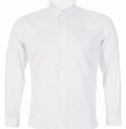 Polka Dot Collar Shirt White