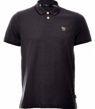 Paul Smith Stripe Collar Polo Charcoal