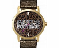 Pauls Boutique Ladies Leopard Gold Watch