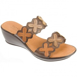 Pavacini Womens Des504 Leather Upper Leather Lining Mules in Brown Multi