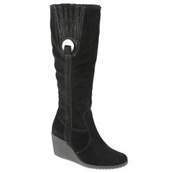 Pavers Female JEAN1005 Leather Suede Upper Casual Boots in Black Suede