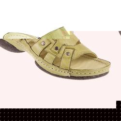 Pavers Female Kary901 Leather Upper Leather Lining Adjustable Mules in Green