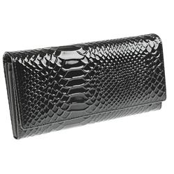 Pavers Female Leather Purse Leather Upper Leather Lining Bags in Black Croc