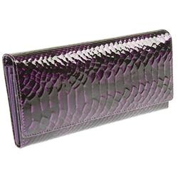 Female Leather Purse Leather Upper Leather Lining Bags in Purple Croc