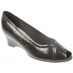 Female Pic707 Textile Lining Comfort Small Sizes in Black Crackle Patent
