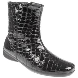 Female YORK1009FP Leather Upper Leather/Textile Lining Casual Boots in Black Croc