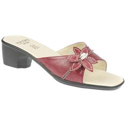 Pavers Wide Female Leah Leather Lining Mules in Red